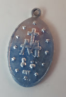 Early 20th Century Saint Catherine Labouré Miraculous Medal Virgin Mary Rosary Silver Look Pendant - Treasure Valley Antiques & Collectibles