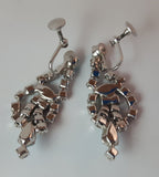 Vintage Aqua Blue and Clear Rhinestone Screw Back Earrings - Treasure Valley Antiques & Collectibles