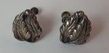 1940s Sterling Silver Leaf Design Screw Back Earrings - Treasure Valley Antiques & Collectibles