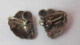 1940s Sterling Silver Leaf Design Screw Back Earrings - Treasure Valley Antiques & Collectibles
