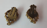 Vintage Aurora Borealis Rhinestone in Gold Tone Clip On Earrings - Treasure Valley Antiques & Collectibles