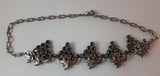Vintage Silver Tone Pressed Grape Cluster Necklace - Treasure Valley Antiques & Collectibles