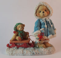 Cherished Teddies Pulling Sled Figurine Mary 1993 #912840 In Box w/ Certificate - Treasure Valley Antiques & Collectibles