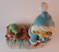Cherished Teddies Pulling Sled Figurine Mary 1993 #912840 In Box w/ Certificate - Treasure Valley Antiques & Collectibles