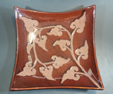 Vintage Brown Autumn Leaves Bent Glass Style Ceramic Platter - Treasure Valley Antiques & Collectibles