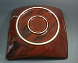 Vintage Brown Autumn Leaves Bent Glass Style Ceramic Platter - Treasure Valley Antiques & Collectibles