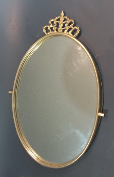 19th Century Gold Gilt Oval Crown Top Mirror - Treasure Valley Antiques & Collectibles