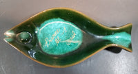 1970s KG McMaster Pottery Canada Green Teal Fish Dish Prince Albert, Saskatchewan - Treasure Valley Antiques & Collectibles