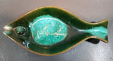 1970s KG McMaster Pottery Canada Green Teal Fish Dish Prince Albert, Saskatchewan - Treasure Valley Antiques & Collectibles