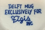 1980s Exclusive "Figis INC" Delft Blue Windmill and Flowers Mug - Treasure Valley Antiques & Collectibles
