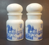 Vintage 1960s Belgium Milk Glass Apothecary Spice Jar Lidded Containers Set of 2 - Treasure Valley Antiques & Collectibles