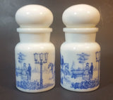 Vintage 1960s Belgium Milk Glass Apothecary Spice Jar Lidded Containers Set of 2 - Treasure Valley Antiques & Collectibles