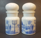 Vintage 1960s Belgium Milk Glass Apothecary Spice Jar Lidded Containers Set of 2 - Treasure Valley Antiques & Collectibles