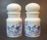Vintage 1960s Belgium Milk Glass Apothecary Spice Jar Lidded Containers Set of 2 - Treasure Valley Antiques & Collectibles
