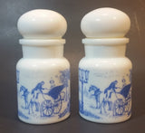 Vintage 1960s Belgium Milk Glass Apothecary Spice Jar Lidded Containers Set of 2 - Treasure Valley Antiques & Collectibles