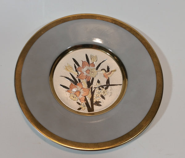 Vintage Hummingbird The Art of Chokin Plate 24KT Gold with Silver - Treasure Valley Antiques & Collectibles