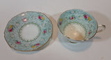 1930s Paragon Evangeline Aqua Blue Pattern Teacup and Saucer - Treasure Valley Antiques & Collectibles