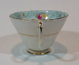 1930s Paragon Evangeline Aqua Blue Pattern Teacup and Saucer - Treasure Valley Antiques & Collectibles