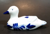 Vintage Hand Painted Delft Blue Duck Bird Porcelain Figurine - Treasure Valley Antiques & Collectibles