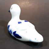 Vintage Hand Painted Delft Blue Duck Bird Porcelain Figurine - Treasure Valley Antiques & Collectibles