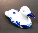 Vintage Hand Painted Delft Blue Duck Bird Porcelain Figurine - Treasure Valley Antiques & Collectibles