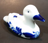 Vintage Hand Painted Delft Blue Duck Bird Porcelain Figurine - Treasure Valley Antiques & Collectibles