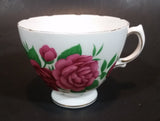 1950s Royal Vale Pink Roses & Leaves Bone China Teacup Gold Trim - Treasure Valley Antiques & Collectibles
