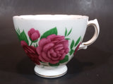 1950s Royal Vale Pink Roses & Leaves Bone China Teacup Gold Trim - Treasure Valley Antiques & Collectibles