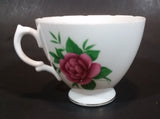 1950s Royal Vale Pink Roses & Leaves Bone China Teacup Gold Trim - Treasure Valley Antiques & Collectibles