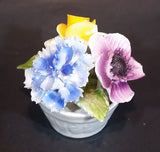 1950s Radnor Bone China Mixed Floral Purple Blue Yellow Bone China Bouquet
