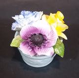 1950s Radnor Bone China Mixed Floral Purple Blue Yellow Bone China Bouquet - Treasure Valley Antiques & Collectibles