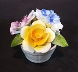 1950s Radnor Bone China Mixed Floral Purple Blue Yellow Bone China Bouquet - Treasure Valley Antiques & Collectibles