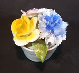 1950s Radnor Bone China Mixed Floral Purple Blue Yellow Bone China Bouquet - Treasure Valley Antiques & Collectibles