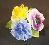 1950s Radnor Bone China Mixed Floral Purple Blue Yellow Bone China Bouquet - Treasure Valley Antiques & Collectibles