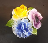 1950s Radnor Bone China Mixed Floral Purple Blue Yellow Bone China Bouquet - Treasure Valley Antiques & Collectibles