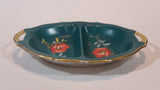 1918-1935 Victoria Czechoslovakia HF Art Deco Green Gold Handled Double Sided Candy Dish - Treasure Valley Antiques & Collectibles