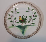 1950s Napco Brown Speckled Edged Handpainted Rooster Chicken with Vines Teacup Saucer Plate - Treasure Valley Antiques & Collectibles