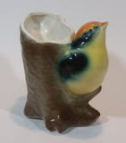 1950s Royal Copley Western Tanager or Warbler Bird on Tree Stump Ceramic Porcelain Planter - Treasure Valley Antiques & Collectibles