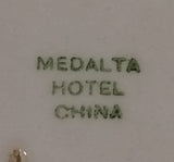Rare Set of 4 White Medalta Hotel China 9 1/4" Plates  (3x 1937-1943) (1x Vitrified 1937-1949) - Treasure Valley Antiques & Collectibles