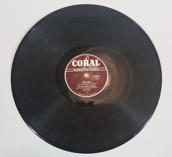 1958 The McGuire Sisters "Ding Dong" (Kenny Jacobson-Rhoda Roberts) & "Since You Went Away To School" (Norman Petty) 10" 78RPM Record - Treasure Valley Antiques & Collectibles
