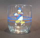 Rare Vintage Donald Duck Disney Blue Ringed Cartoon Character Clear Glass Cup