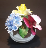 1950s Radnor Bone China Mixed Floral Magenta Blue Yellow Bone China Bouquet