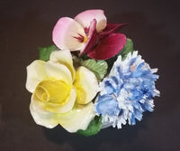 1950s Radnor Bone China Mixed Floral Magenta Blue Yellow Bone China Bouquet - Treasure Valley Antiques & Collectibles