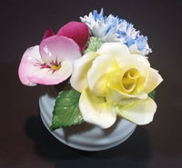 1950s Radnor Bone China Mixed Floral Magenta Blue Yellow Bone China Bouquet - Treasure Valley Antiques & Collectibles