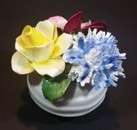 1950s Radnor Bone China Mixed Floral Magenta Blue Yellow Bone China Bouquet - Treasure Valley Antiques & Collectibles