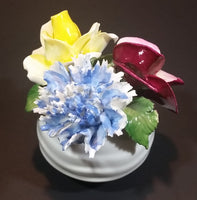 1950s Radnor Bone China Mixed Floral Magenta Blue Yellow Bone China Bouquet - Treasure Valley Antiques & Collectibles