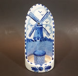 1984 D.A.I.C. Handpainted Delft Blue Windmills, Birds Decor with Brick Water Well Style Porcelain Wall Decor Candle Holder - Treasure Valley Antiques & Collectibles