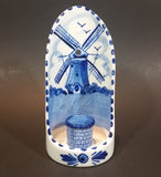 1984 D.A.I.C. Handpainted Delft Blue Windmills, Birds Decor with Brick Water Well Style Porcelain Wall Decor Candle Holder - Treasure Valley Antiques & Collectibles