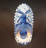 1984 D.A.I.C. Handpainted Delft Blue Windmills, Birds Decor with Brick Water Well Style Porcelain Wall Decor Candle Holder - Treasure Valley Antiques & Collectibles