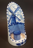 1984 D.A.I.C. Handpainted Delft Blue Windmills, Birds Decor with Brick Water Well Style Porcelain Wall Decor Candle Holder - Treasure Valley Antiques & Collectibles